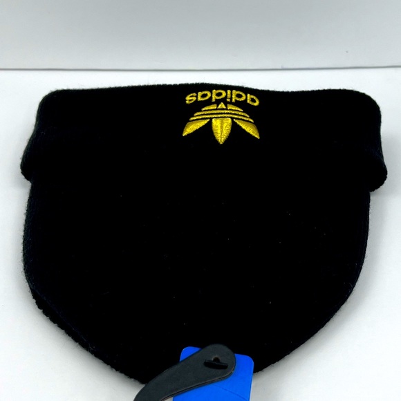 ADIDASđź’Ż BLACK STANDARD FIT BEANIE HAT, ONE SIZE, GOLD LOGO EMBROIDERED, UNISEX - Picture 12 of 13